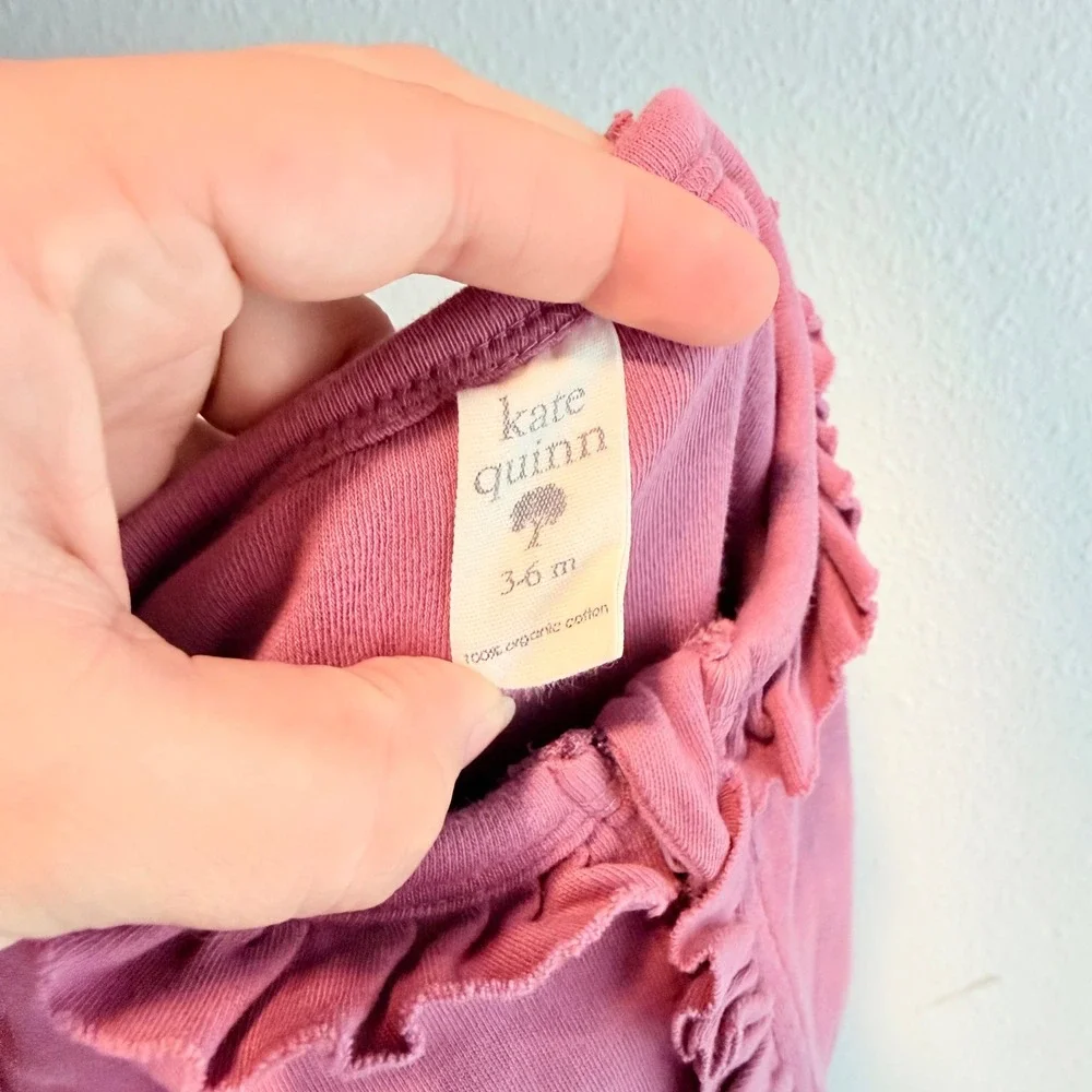 Kate Quinn Organic Cotton Ruffle Footed Sleeper Berry Purple 3-6M Romper Pajamas